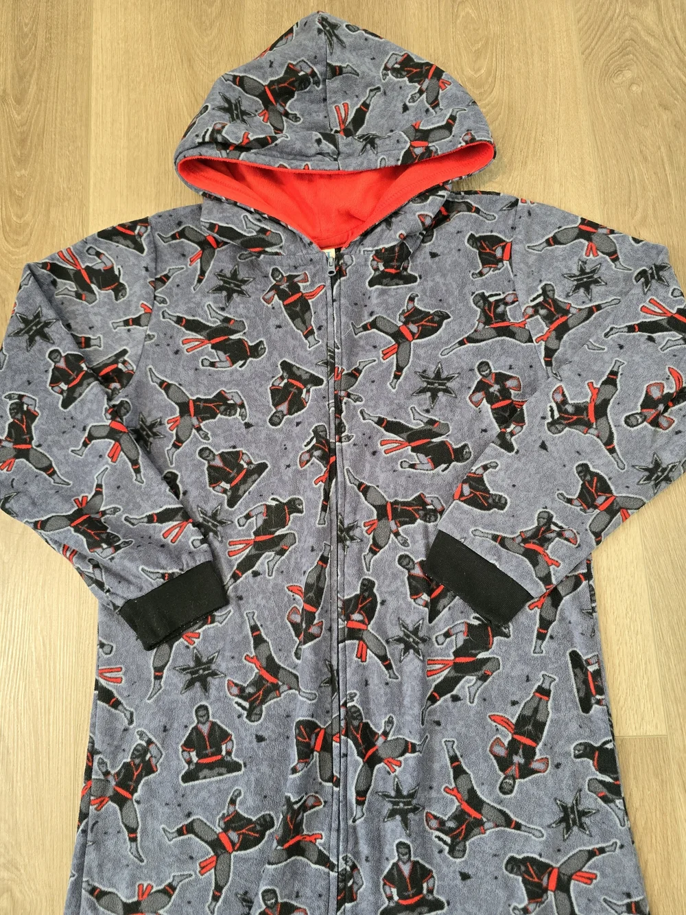 The‎ Children’s Place Ninja Hooded One Piece Pajamas Boys PJS XXL 16 Gray Red